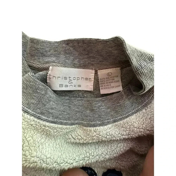 VINTAGE x Shirt Womens Small Gray Crew Sweatshirt Floral l SIZE LARGE - Picture 6 of 8